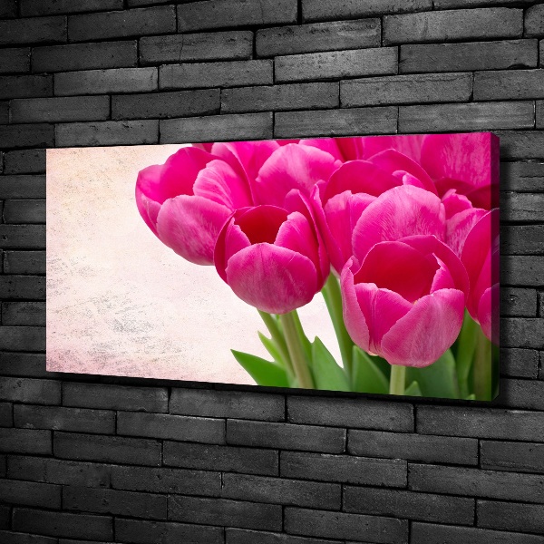 Fotocuadro en lienzo de alta calidad horizontal tulipanes rosados