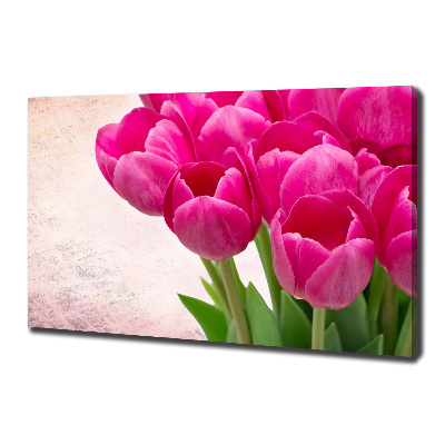 Fotocuadro en lienzo de alta calidad horizontal tulipanes rosados
