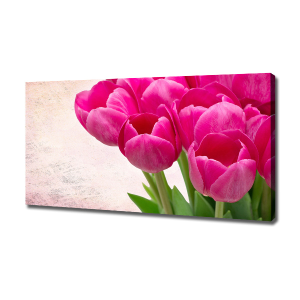 Fotocuadro en lienzo de alta calidad horizontal tulipanes rosados