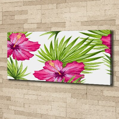 Cuadro canvas con impresión uv duradera horizontal flores hawaianas