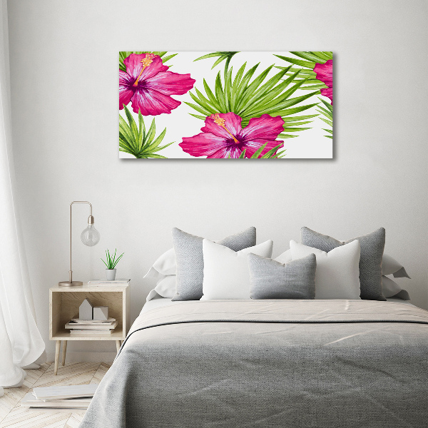 Cuadro canvas con impresión uv duradera horizontal flores hawaianas