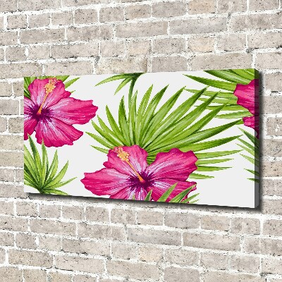 Cuadro canvas con impresión uv duradera horizontal flores hawaianas