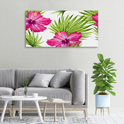 Cuadro canvas con impresión uv duradera horizontal flores hawaianas