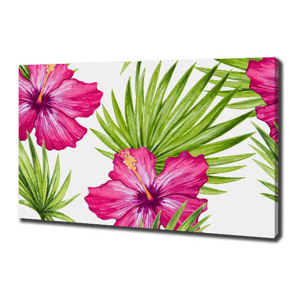 Cuadro canvas con impresión uv duradera horizontal flores hawaianas
