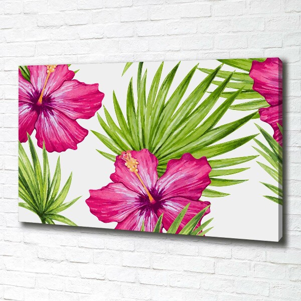 Cuadro canvas con impresión uv duradera horizontal flores hawaianas
