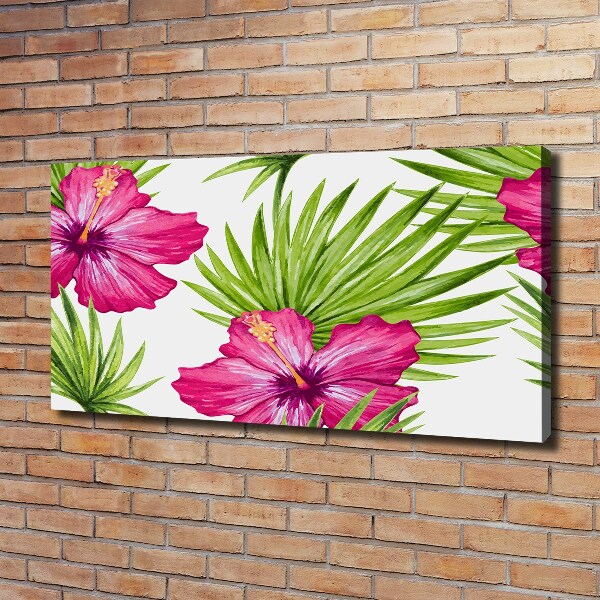 Cuadro canvas con impresión uv duradera horizontal flores hawaianas