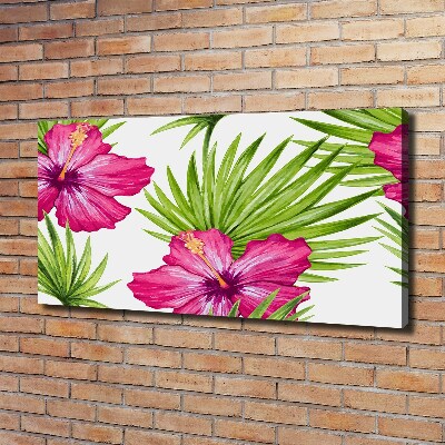 Cuadro canvas con impresión uv duradera horizontal flores hawaianas