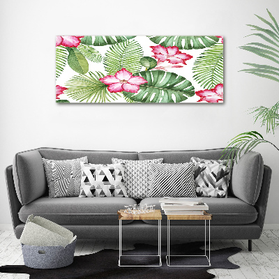 Cuadro canvas moderno de gran formato horizontal flores tropicales