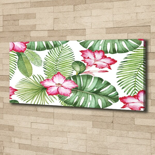 Cuadro canvas moderno de gran formato horizontal flores tropicales
