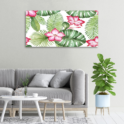 Cuadro canvas moderno de gran formato horizontal flores tropicales