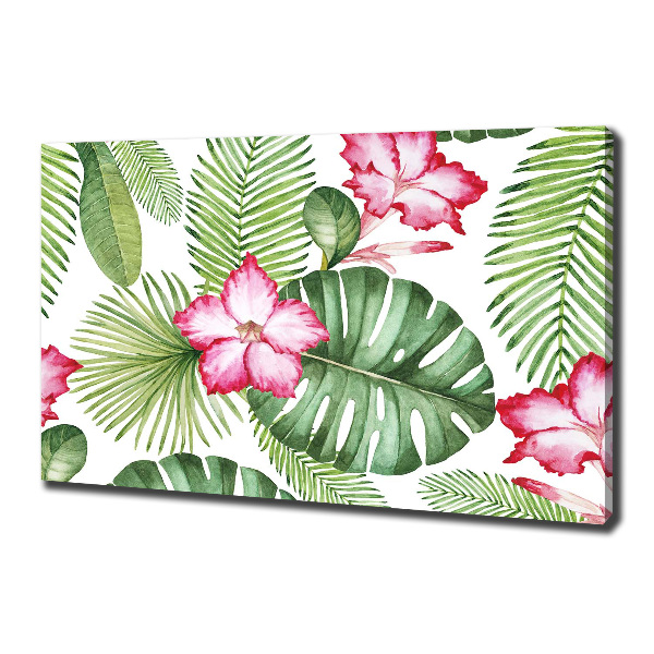 Cuadro canvas moderno de gran formato horizontal flores tropicales