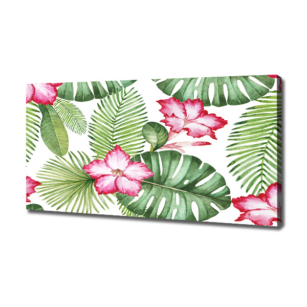Cuadro canvas moderno de gran formato horizontal flores tropicales