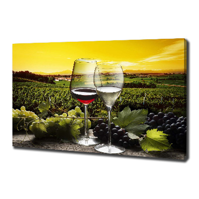 Cuadro canvas moderno de gran formato horizontal Vino y uvas