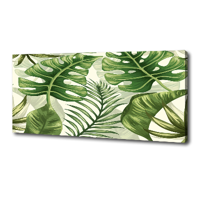 Cuadro canvas moderno de gran formato horizontal hojas tropicales