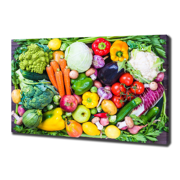 Cuadro canvas moderno de gran formato horizontal Verduras de colores