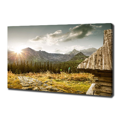 Fotocuadro en lienzo de alta calidad horizontal Casa en las montañas
