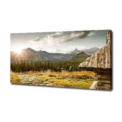 Fotocuadro en lienzo de alta calidad horizontal Casa en las montañas