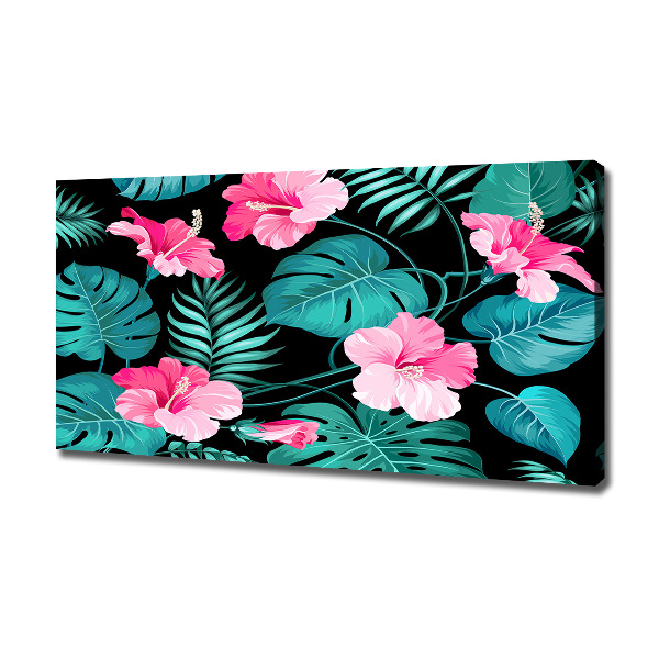 Cuadro canvas moderno de gran formato horizontal flores tropicales