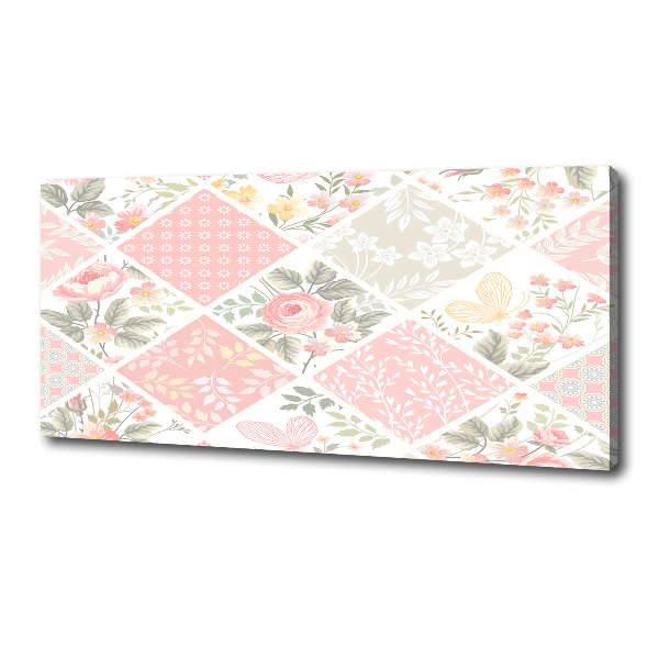 Fotocuadro en lienzo de alta calidad horizontal Patrón de rosas y mariposas