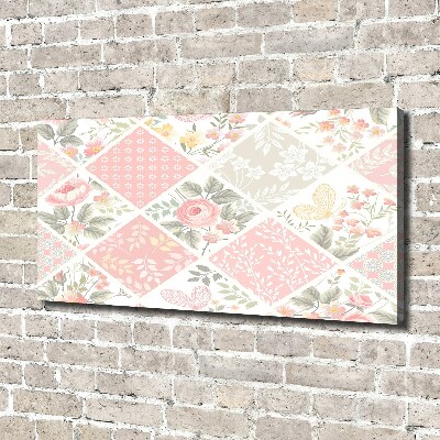 Fotocuadro en lienzo de alta calidad horizontal Patrón de rosas y mariposas