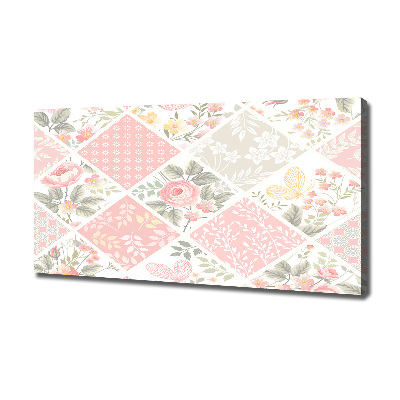Fotocuadro en lienzo de alta calidad horizontal Patrón de rosas y mariposas