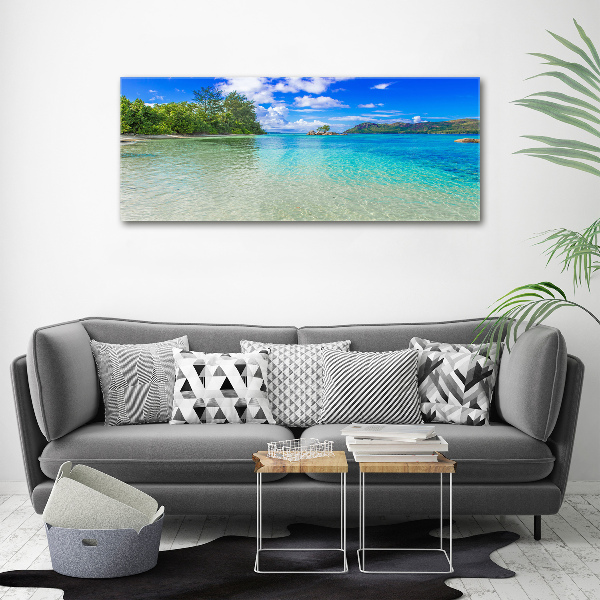 Cuadro canvas moderno de gran formato horizontal Playa de Seychelles