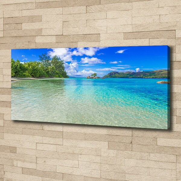 Cuadro canvas moderno de gran formato horizontal Playa de Seychelles