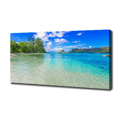Cuadro canvas moderno de gran formato horizontal Playa de Seychelles