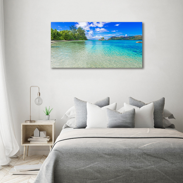 Cuadro canvas moderno de gran formato horizontal Playa de Seychelles