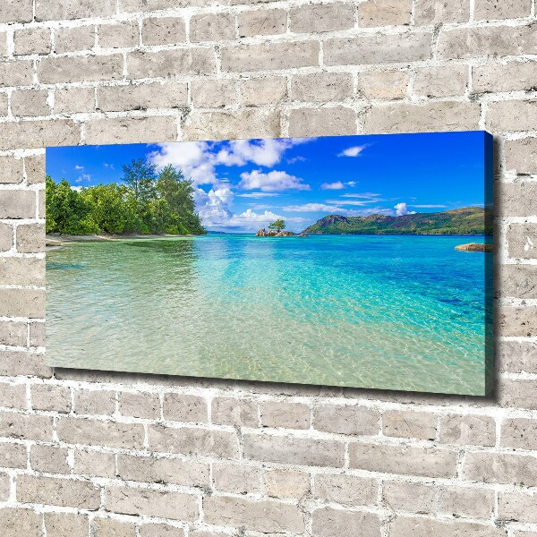 Cuadro canvas moderno de gran formato horizontal Playa de Seychelles