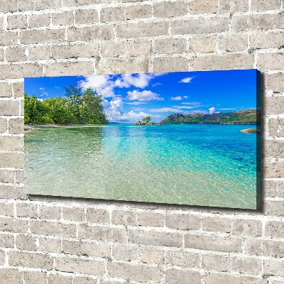 Cuadro canvas moderno de gran formato horizontal Playa de Seychelles