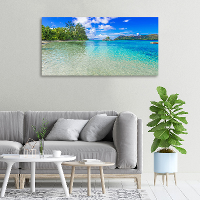 Cuadro canvas moderno de gran formato horizontal Playa de Seychelles