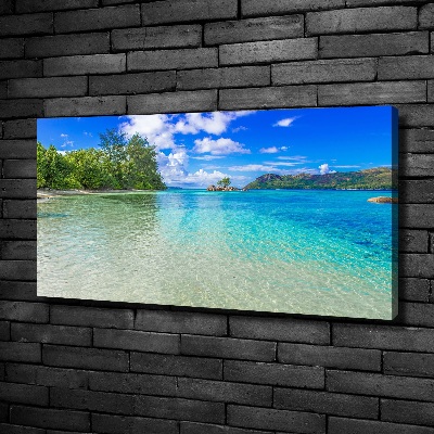 Cuadro canvas moderno de gran formato horizontal Playa de Seychelles