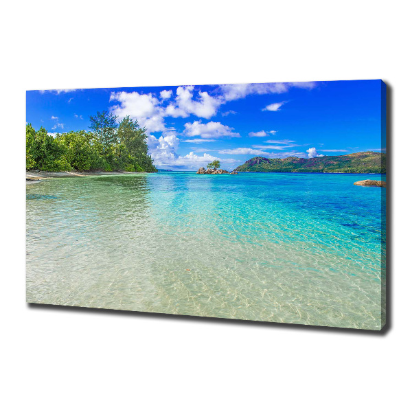 Cuadro canvas moderno de gran formato horizontal Playa de Seychelles