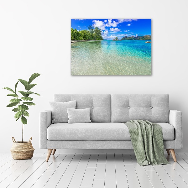 Cuadro canvas moderno de gran formato horizontal Playa de Seychelles
