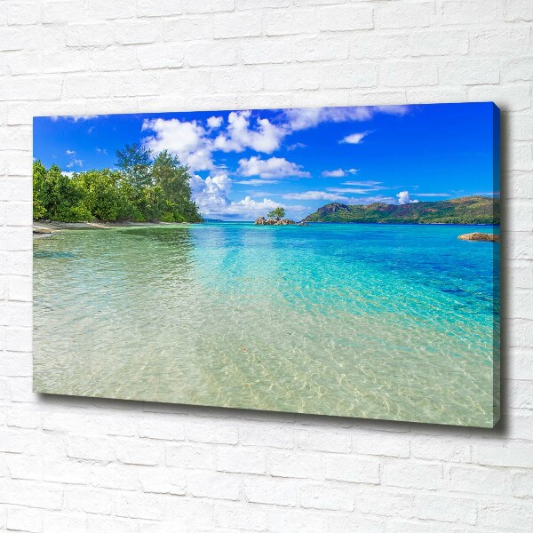 Cuadro canvas moderno de gran formato horizontal Playa de Seychelles