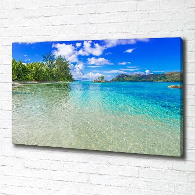 Cuadro canvas moderno de gran formato horizontal Playa de Seychelles