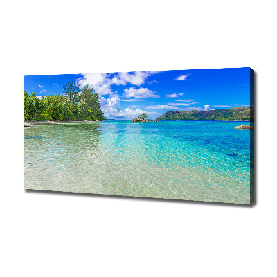 Cuadro canvas moderno de gran formato horizontal Playa de Seychelles
