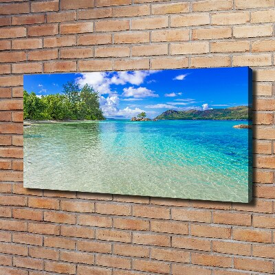 Cuadro canvas moderno de gran formato horizontal Playa de Seychelles