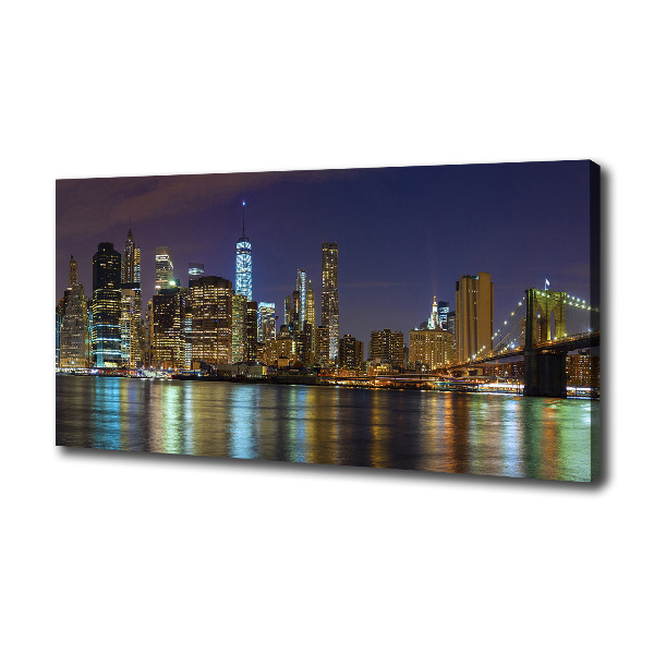 Cuadro canvas moderno de gran formato horizontal Manhattan de noche