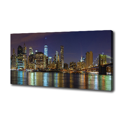 Cuadro canvas moderno de gran formato horizontal Manhattan de noche
