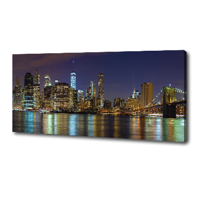 Cuadro canvas moderno de gran formato horizontal Manhattan de noche