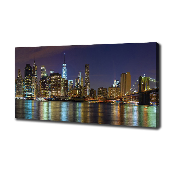 Cuadro canvas moderno de gran formato horizontal Manhattan de noche