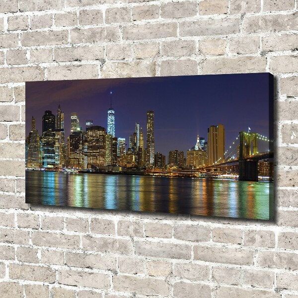 Cuadro canvas moderno de gran formato horizontal Manhattan de noche