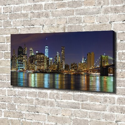 Cuadro canvas moderno de gran formato horizontal Manhattan de noche
