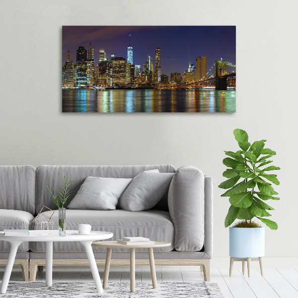 Cuadro canvas moderno de gran formato horizontal Manhattan de noche