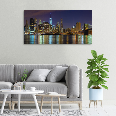 Cuadro canvas moderno de gran formato horizontal Manhattan de noche