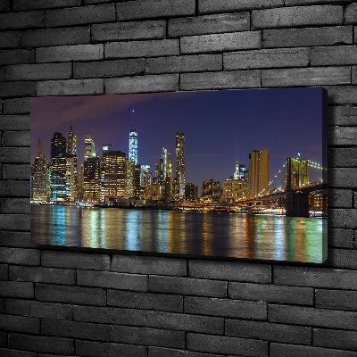 Cuadro canvas moderno de gran formato horizontal Manhattan de noche
