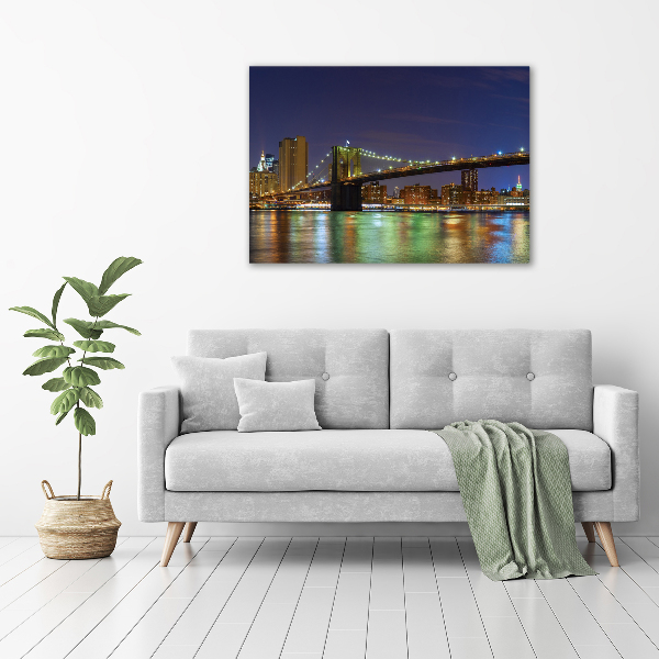 Cuadro canvas moderno de gran formato horizontal Manhattan de noche