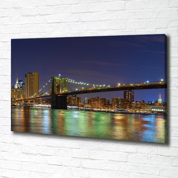 Cuadro canvas moderno de gran formato horizontal Manhattan de noche